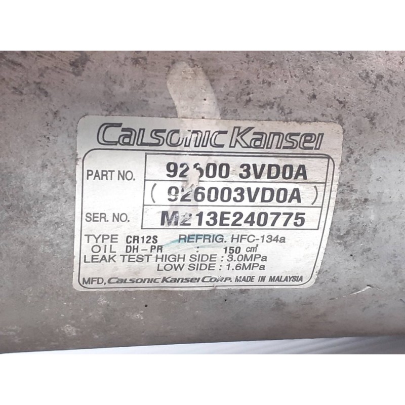 Recambio de compresor aire acondicionado para nissan juke (f15) acenta referencia OEM IAM 926003VD0A 2